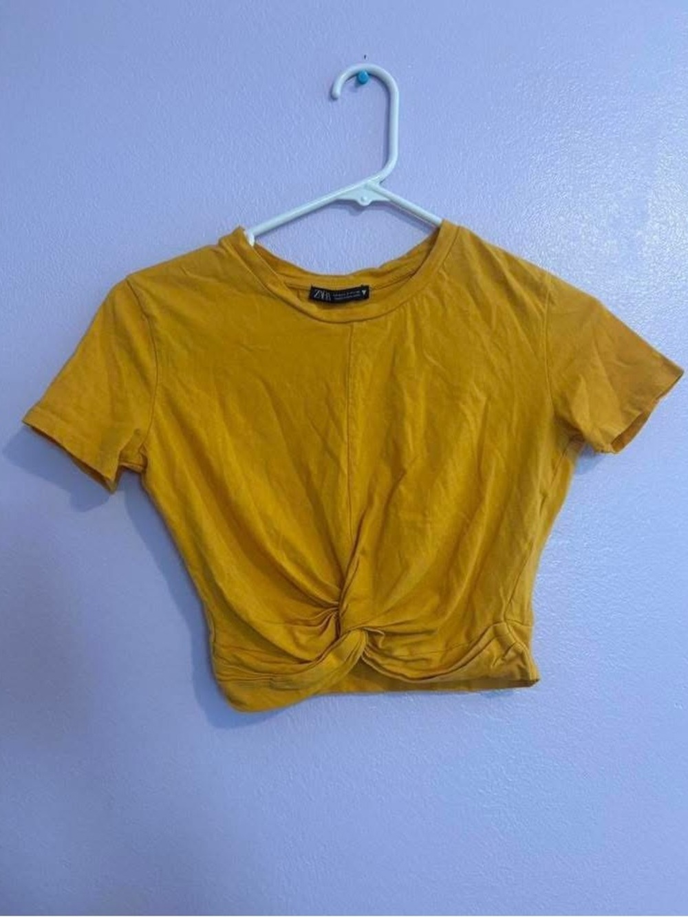 Zara Mustard Twist-Front Crop Top